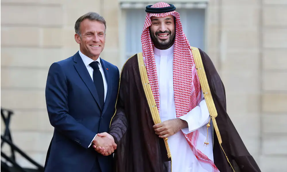 French President Emmanuel Macron shakes hands with Saudi Crown Prince Mohammed bin Salman as he arrives for a meeting at the Elysee Palace in Paris, France, August 24, 2026. REUTERS French President Emmanuel Macron shakes hands with Saudi Crown Prince Mohammed bin Salman as he arrives for a meeting at the Elysee Palace in Paris, France, August 24, 2026. REUTERS