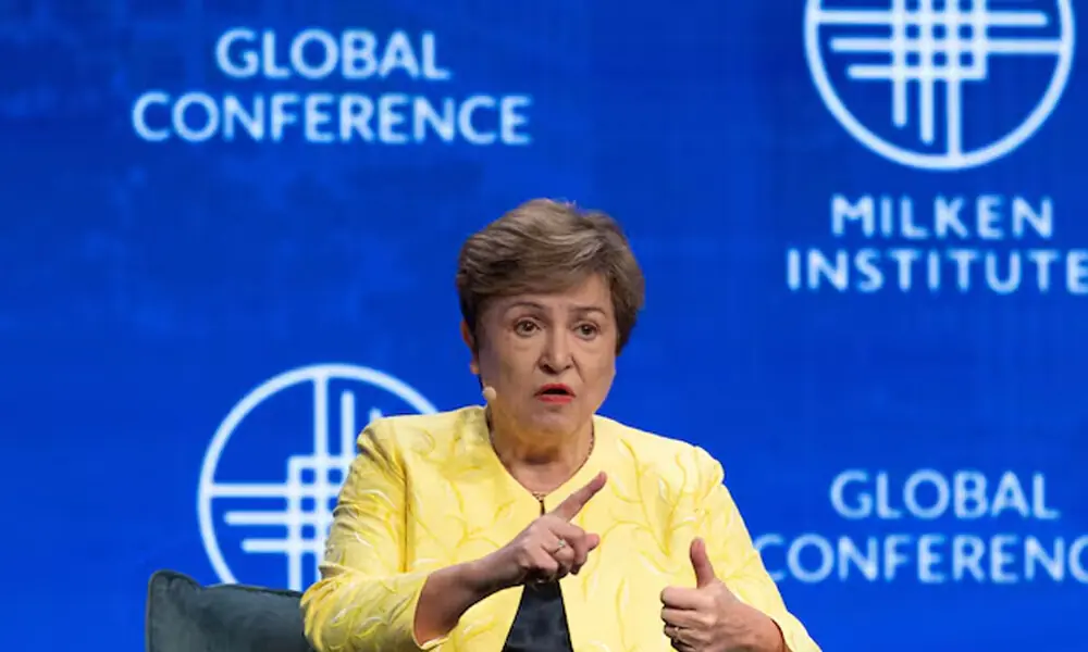 Kristalina Georgieva, Managing Director of the International Monetary Fund speaks during the Milken Institute Global Conference 2026 in Beverly Hills, California, U.S., May, 4, 2026. REUTERS