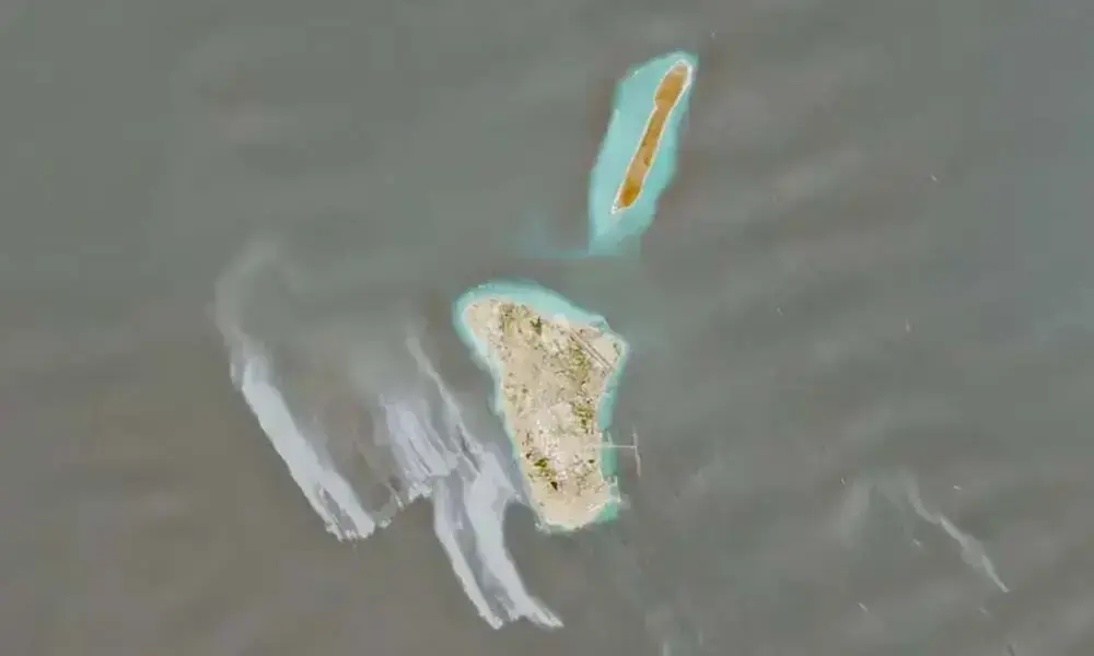 A satellite image shows a likely oil spill covering dozens of square kilometres near Iran's Kharg Island. Reuters