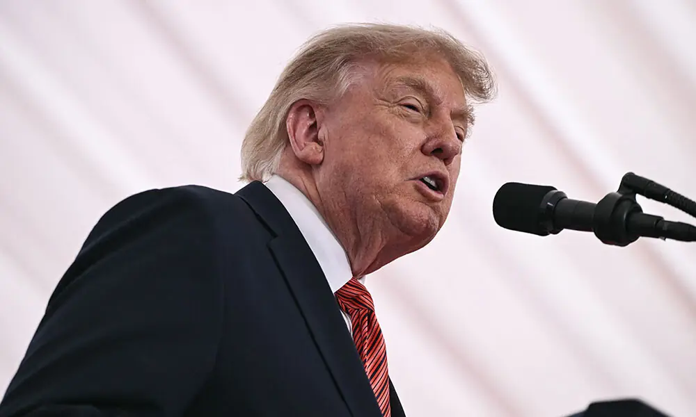 US President Donald Trump speaks at a special function during his visit to the US ambassador's residence in the Irish capital Dublin on September 12, 2026.