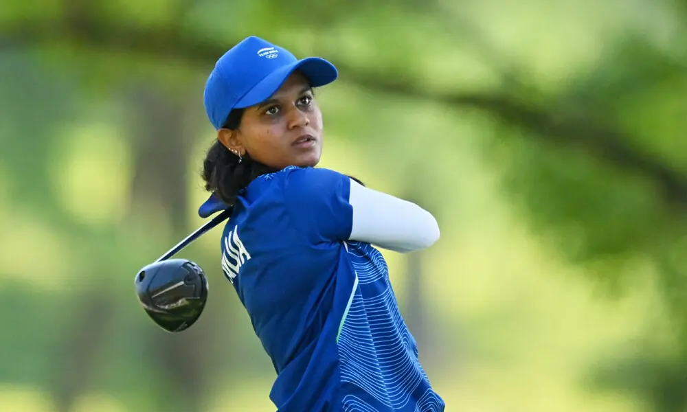 India's Pranavi Urs in action during the women's individual stroke play final. -REUTERS India's Pranavi Urs in action during the women's individual stroke play final. -REUTERS