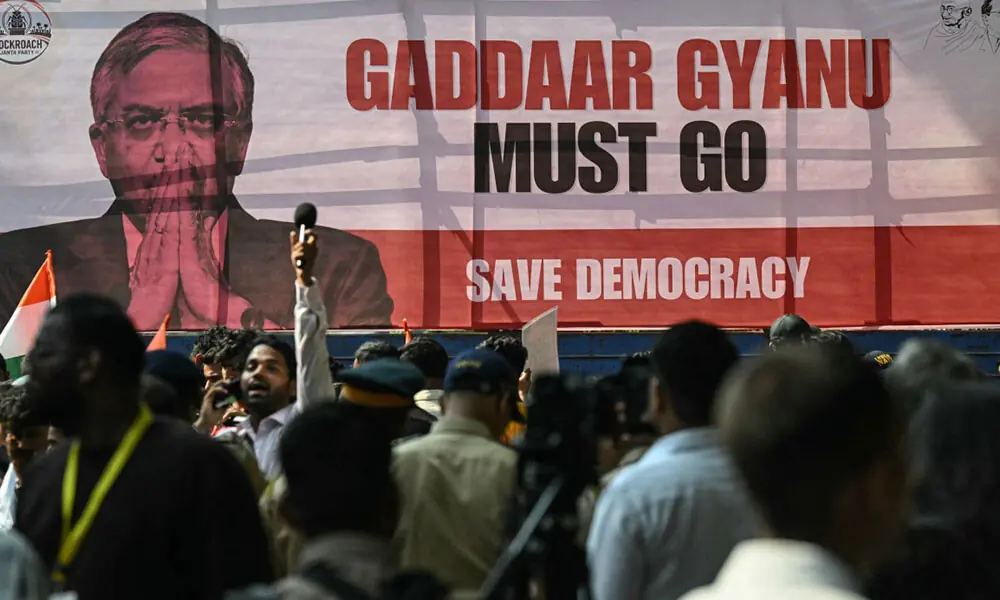 Supporters of the Cockroach Janta Party (CJP) gather to take part in a protest demanding the resignation of India's chief election commissioner Gyanesh Kumar over alleged voter-roll irregularities in Mumbai on October 2, 2026. Photo: AFP Supporters of the Cockroach Janta Party (CJP) gather to take part in a protest demanding the resignation of India's chief election commissioner Gyanesh Kumar over alleged voter-roll irregularities in Mumbai on October 2, 2026. Photo: AFP