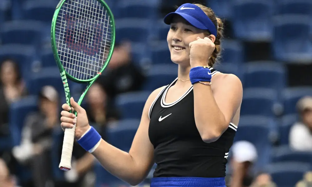 Russia’s Mirra Andreeva reacts after winning against Czech Republic's Nikola Bartunkova during their women’s singles semi-final at the China Open tennis tournament in Beijing on October 10, 2026. Photo: AFP Russia’s Mirra Andreeva reacts after winning against Czech Republic's Nikola Bartunkova during their women’s singles semi-final at the China Open tennis tournament in Beijing on October 10, 2026. Photo: AFP