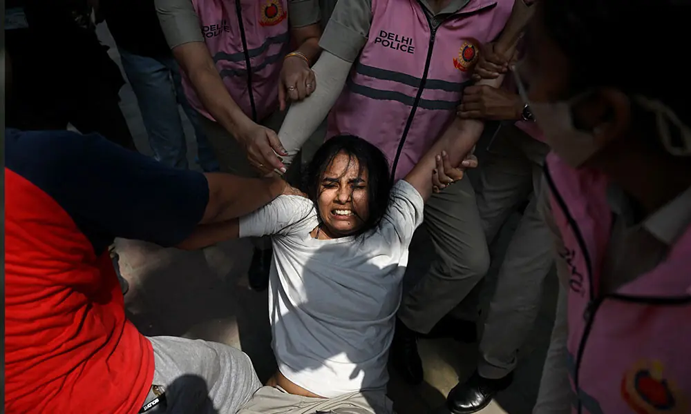 Police personnel detain a supporter of the Cockroach Janata Party (CJP) during a protest demanding the resignation of India’s Chief Election Commissioner Gyanesh Kumar over alleged voter roll irregularities linked to the "special intensive revision" (SIR), in New Delhi on October 10, 2026. Photo: AFP Police personnel detain a supporter of the Cockroach Janata Party (CJP) during a protest demanding the resignation of India’s Chief Election Commissioner Gyanesh Kumar over alleged voter roll irregularities linked to the "special intensive revision" (SIR), in New Delhi on October 10, 2026. Photo: AFP