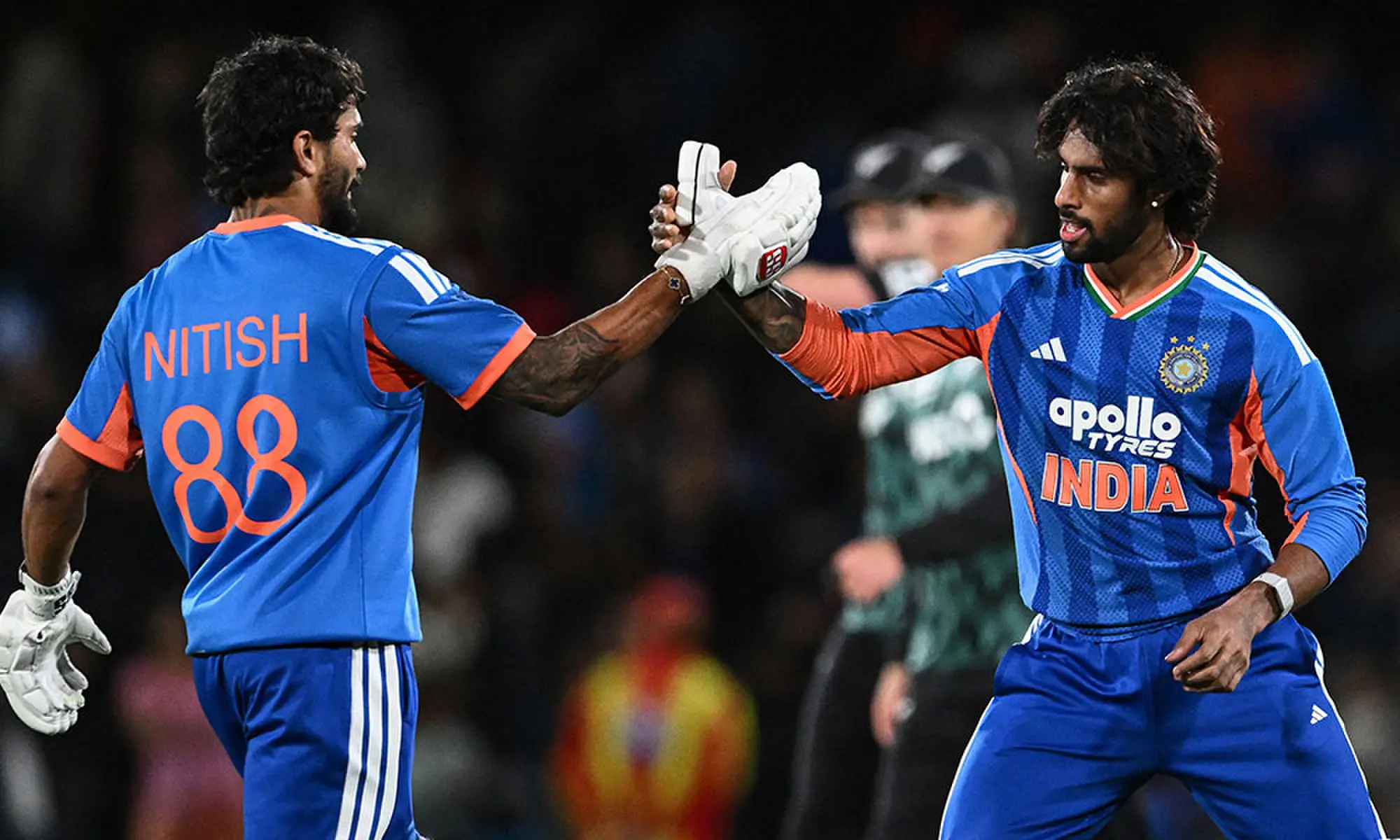 India's Tilak Varma (R) and Nitish Kumar Reddy celebrate after winning the second Twenty20 international cricket match between New Zealand and India at Hagley Oval in Christchurch on October 24, 2026. Photo: AFP India's Tilak Varma (R) and Nitish Kumar Reddy celebrate after winning the second Twenty20 international cricket match between New Zealand and India at Hagley Oval in Christchurch on October 24, 2026. Photo: AFP