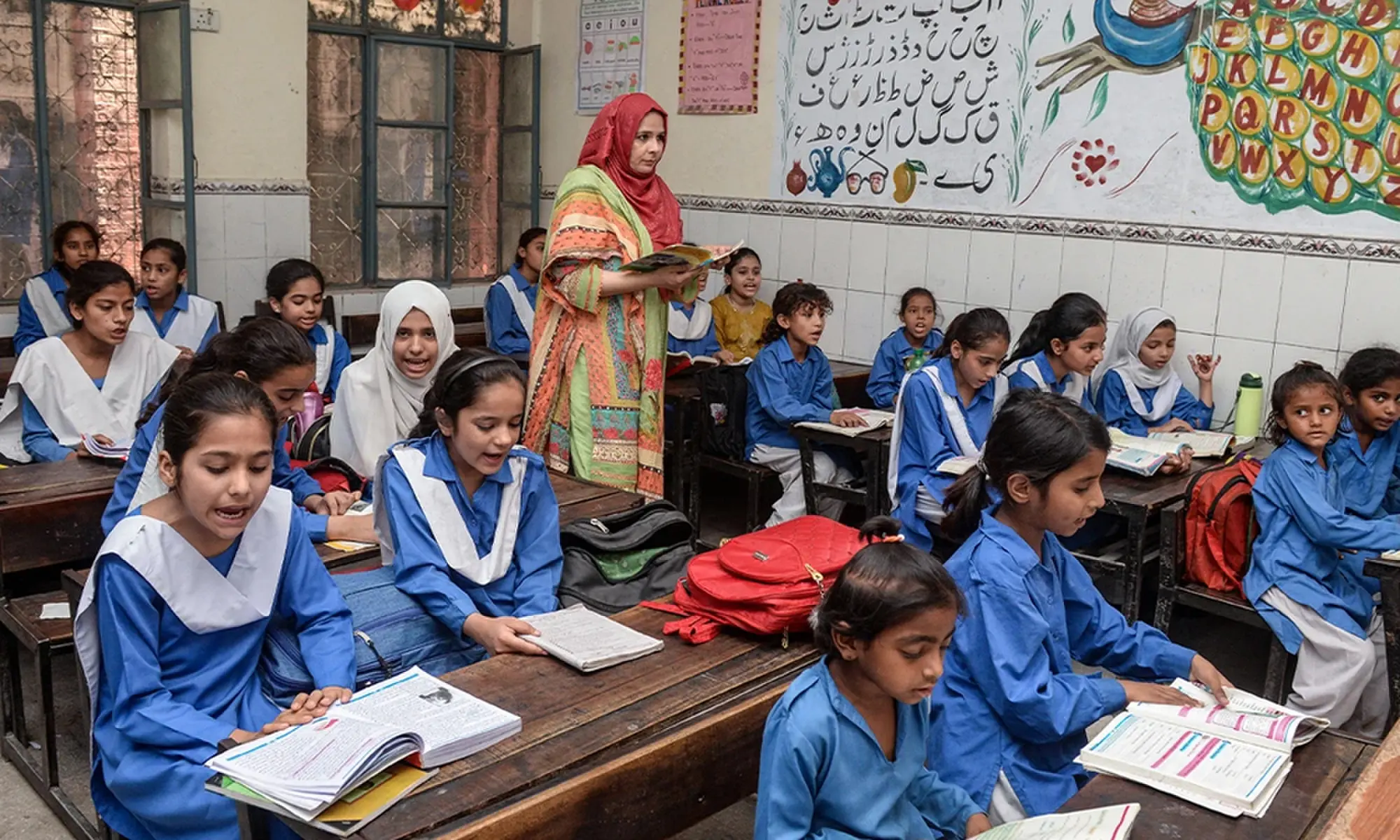 In this photograph taken on May 24, 2024, students attend their class at a school in Lahore. Photo: AFP/File In this photograph taken on May 24, 2024, students attend their class at a school in Lahore. Photo: AFP/File
