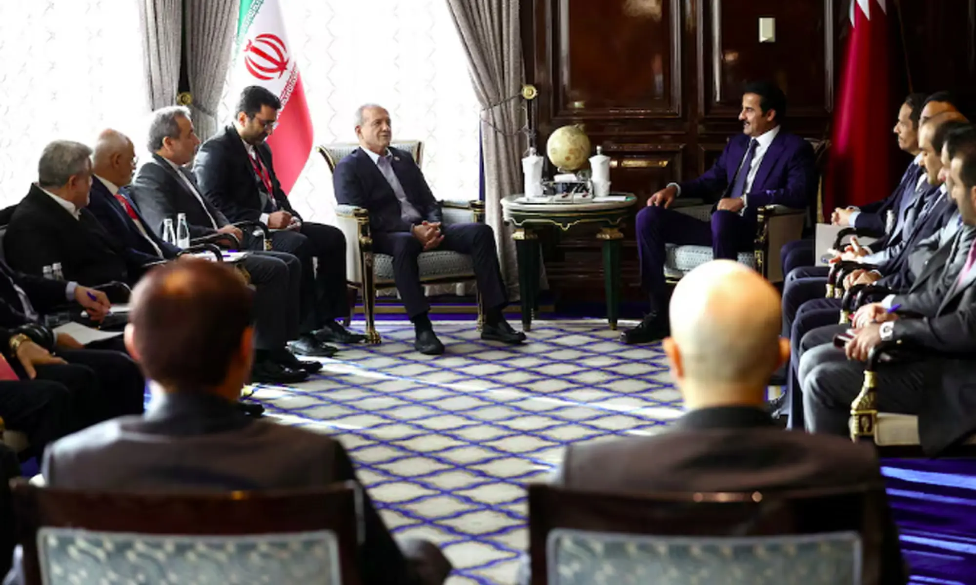 Iranian President Masoud Pezeshkian meets with Qatar's Emir Sheikh Tamim bin Hamad Al Thani in Moscow, Russia, October 27, 2026. Reuters