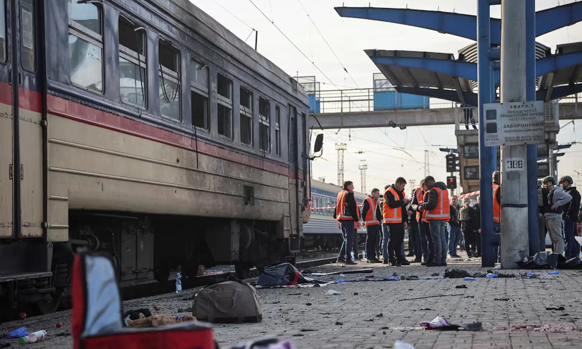 Emergency employees work at a railway station hit by a Russian drone strike, amid Russia's attack on Ukraine, in Dnipro, Ukraine October 29, 2026. REUTERS Emergency employees work at a railway station hit by a Russian drone strike, amid Russia's attack on Ukraine, in Dnipro, Ukraine October 29, 2026. REUTERS