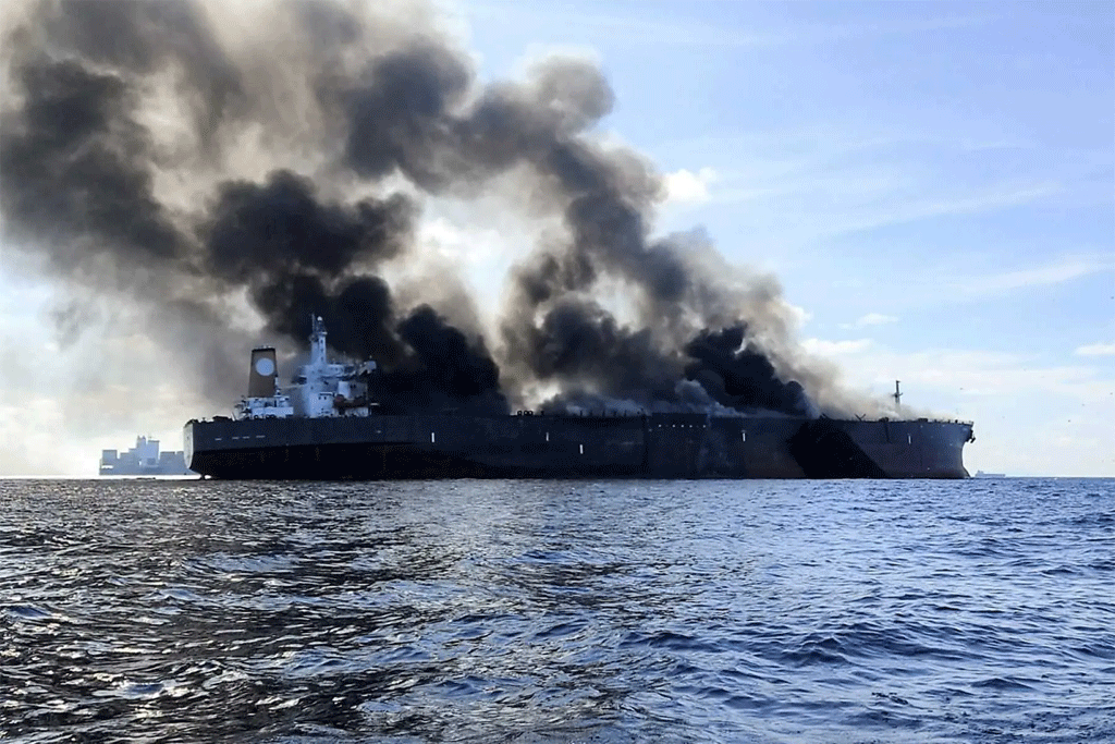 Three crew missing after oil tanker fire off Malaysia