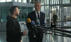 Zelensky rallies support on first visit to NATO HQ since invasion