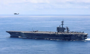 US aircraft carrier joins military drills with South Korea and Japan