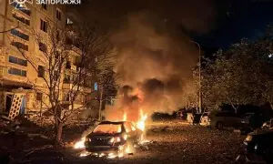 Drone, missile attack on Kyiv injures 11, damages buildings