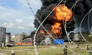 Ukrainian drone attack sparks fire, damages equipment at Tuapse refinery, Russia says