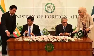 Pakistan, Myanmar ink MoU on political consultations Pakistan, Myanmar ink MoU on political consultations