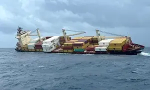Container ship sinks near Hormuz after being hit by projectile, sources say