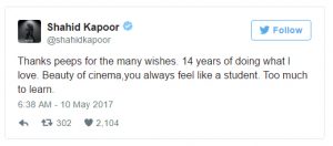 Why Shahid Kapoor thanks fans for their constant love Why Shahid Kapoor thanks fans for their constant love