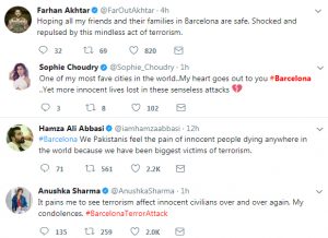 Barcelona Terror Attack; celebrities send message of love and peace Barcelona Terror Attack; celebrities send message of love and peace
