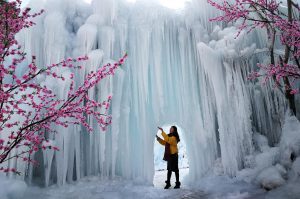 Frozen waterfall in China