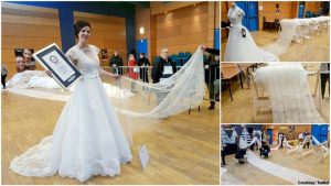World's longest wedding dress train enters Guinness World Records