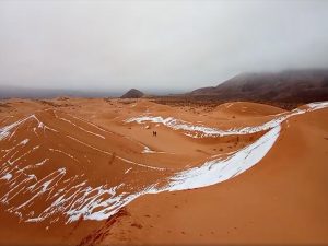 Snowfall in desert