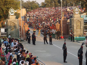 Flag lowering ceremony at Wagah border