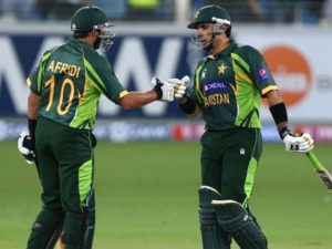 Shahid Afridi stops celebrating Misbah ul Haq&rsquo;s wicket midway
