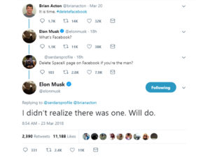 Elon Musk deletes Tesla, SpaceX pages after #deletefacebook challenge