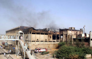 Blaze at shoe factory injures five