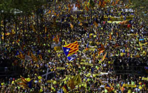 Thousands march in Barcelona to protest jailing of separatist leaders