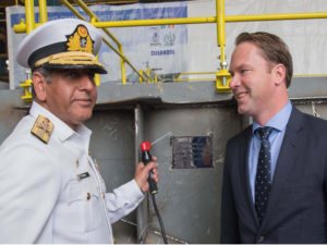 Keel laying ceremony of OPV-I for Pakistan Navy held in Romania