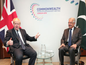 Asif meets British Secretary of Foreign and Commonwealth Affairs Boris Johnson
