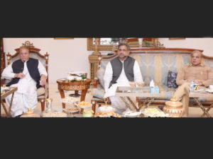 Nawaz chairs party meeting at Jati Umra