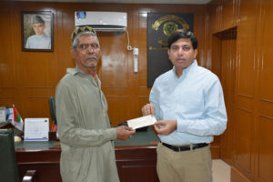 Retired employees of DMC Korangi given cheques