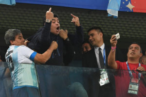 Maradona appears to need assistance at Argentina match