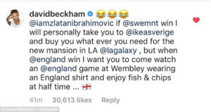 Ibrahimovic challenges Beckham on England, Sweden clash Ibrahimovic challenges Beckham on England, Sweden clash