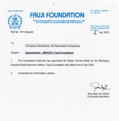 Fauji Foundation Appoints Waqar Ahmed Malik as Chief Executive Officer Fauji Foundation Appoints Waqar Ahmed Malik as Chief Executive Officer